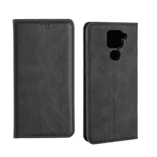 Leather Flip Cover with Internal Pocket For Xiaomi Redmi Note 9 Black